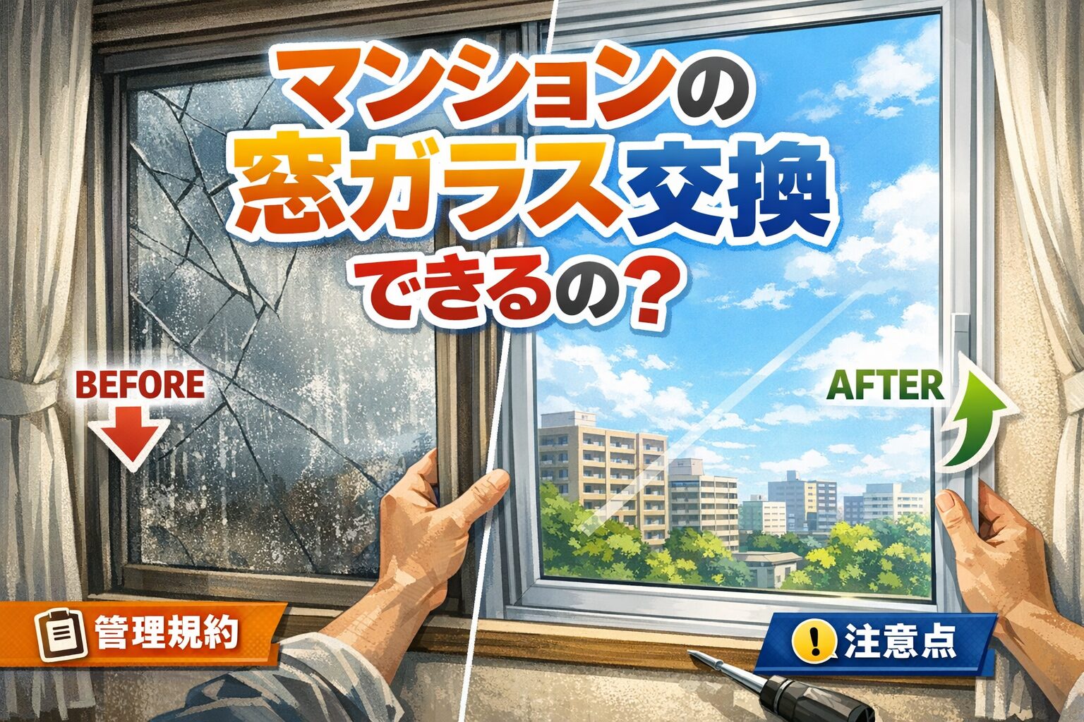 マンションの窓ガラス交換は可能？管理規約の注意点と修理・交換の進め方を解説